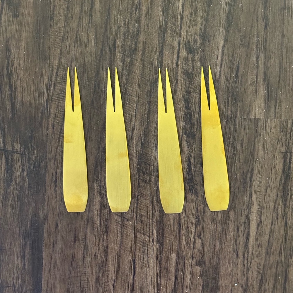 Cb2 piton gold cocktail forks set of 4